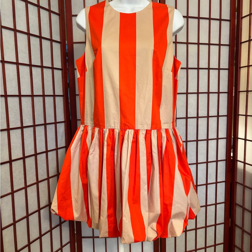 Anthropologie Orange and Cream Striped Mini Dress
